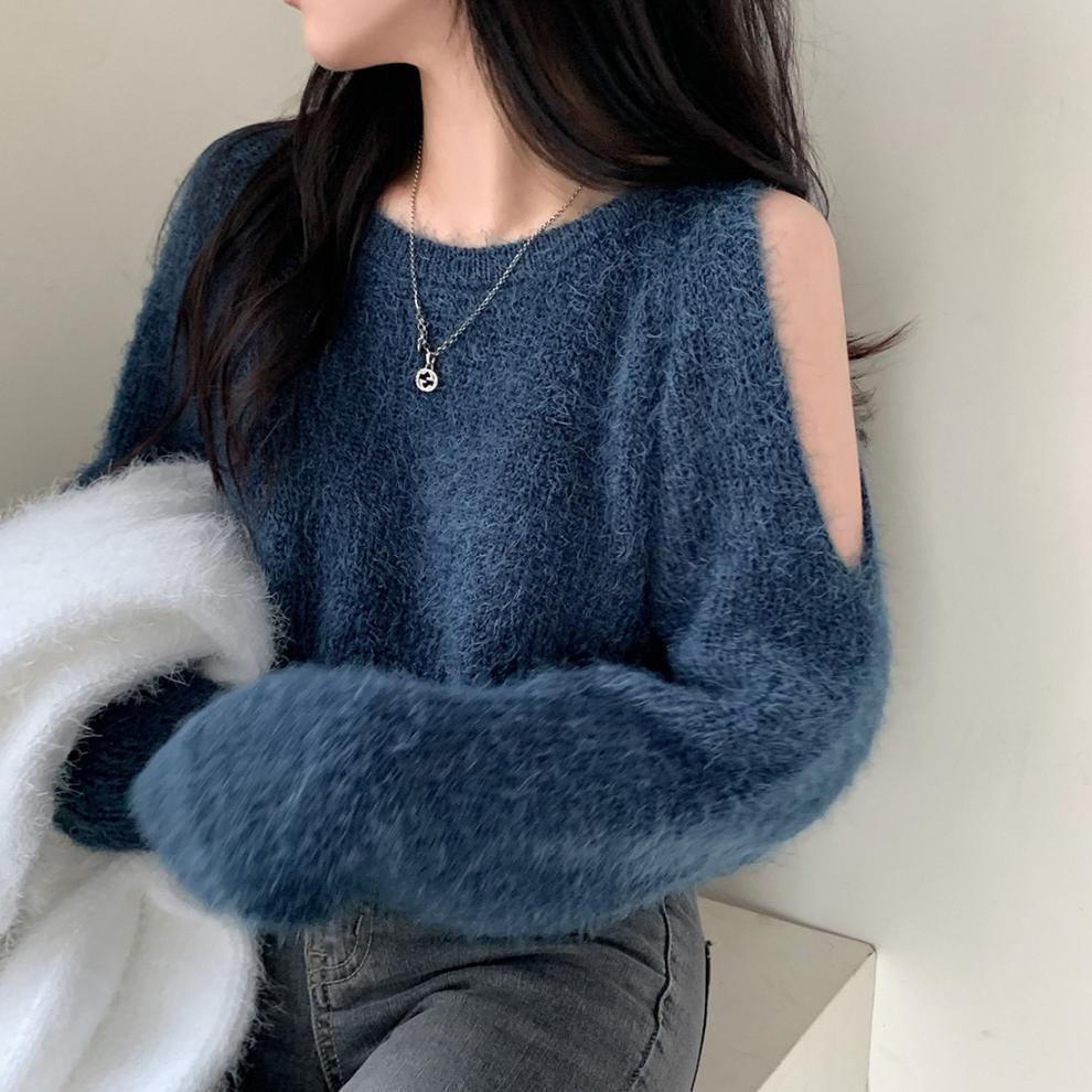 【tops】オフショルダーニットセーター　M26349