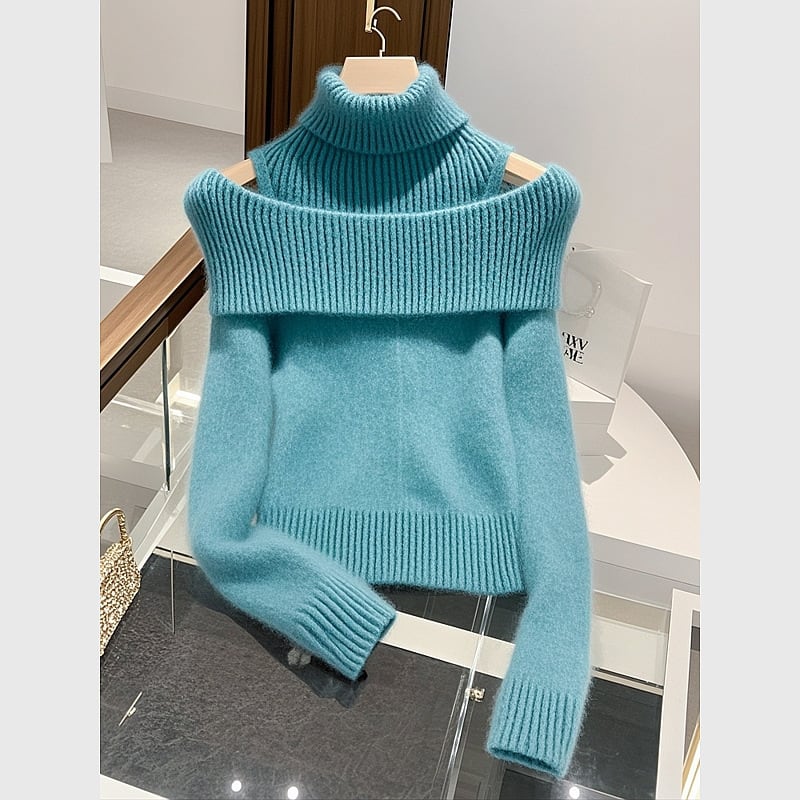 【tops】ドッキングオフショルダーニットトップス　M29135