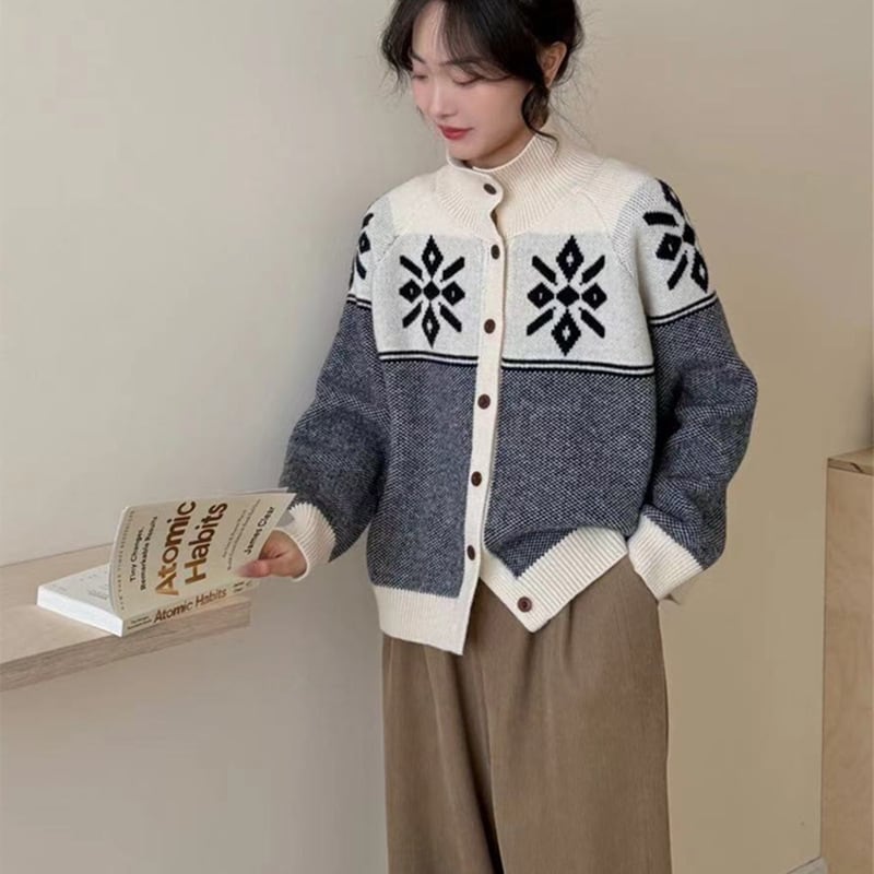 【outer】ジャカードニットカーデ　M29009