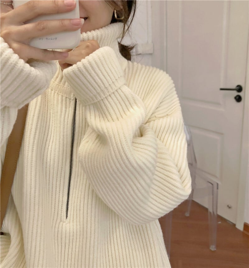 【tops】ファスナーニットセーター　M25903