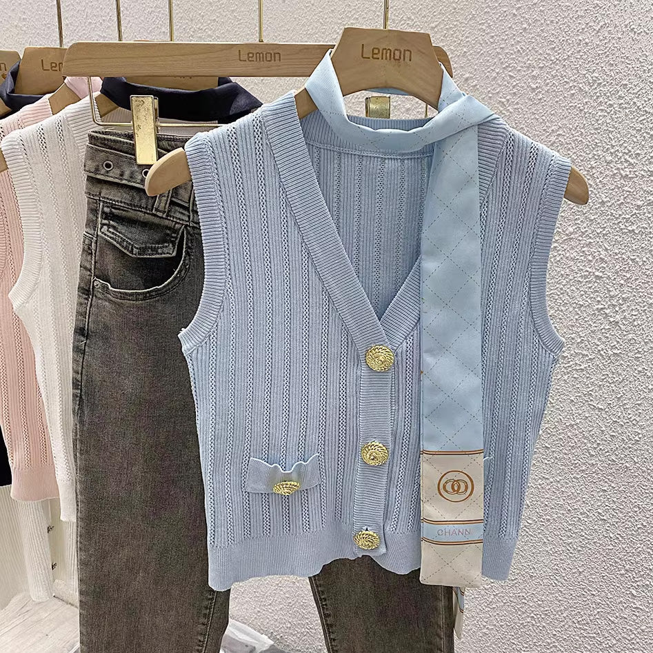 【tops】4色リボン付きキャミソール F7576