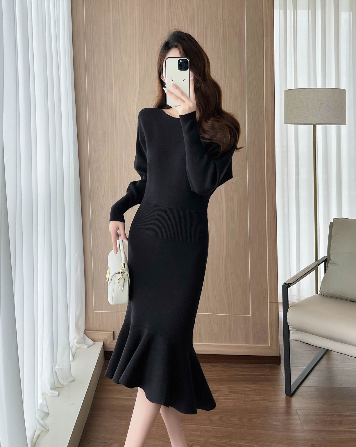 【dress】ニットマーメイドワンピース Q7293