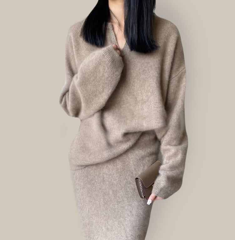 【set】ニットセーター×スカートセット　M19198