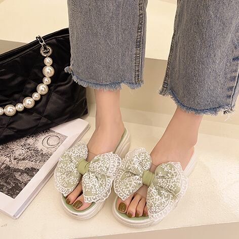 【shoes】INS風一目惚れ！履きやすい合わせやすい3色配色厚底蝶々結びサンダル