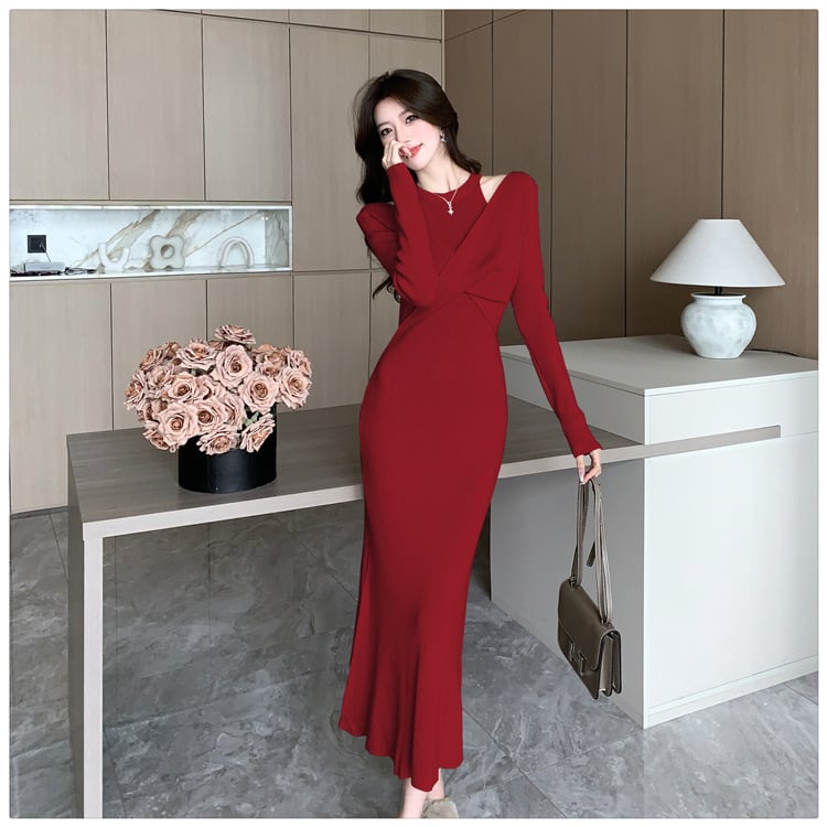 【dress】切り替えニットワンピース　M28022