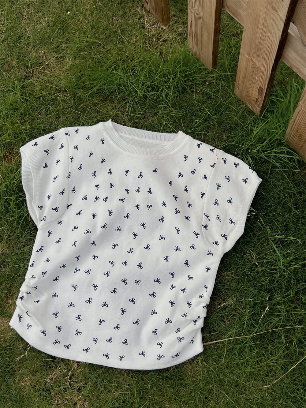 【tops】リボンニットTシャツG21554