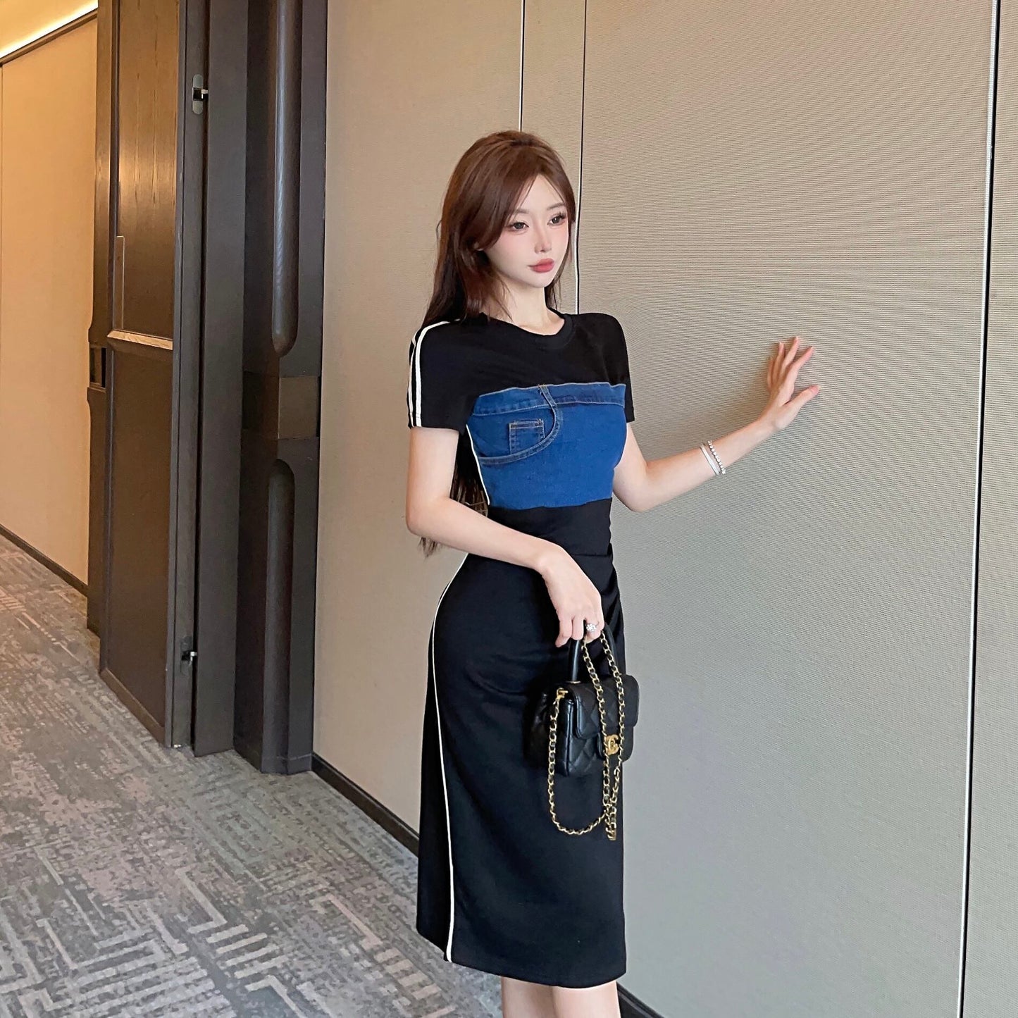 【dress】切り替えデニムワンピース G21387