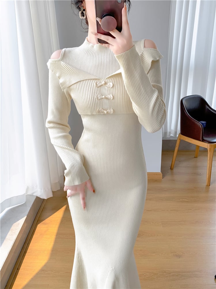 【dress】マーメイドニットワンピース　M26175