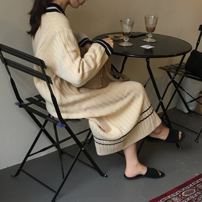 【dress】Vネックニットワンピース　M18488