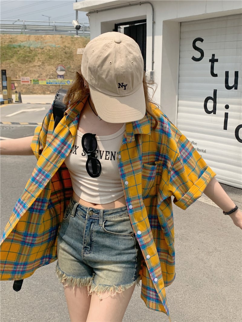 【tops】チェック柄シャツトップス　M25267