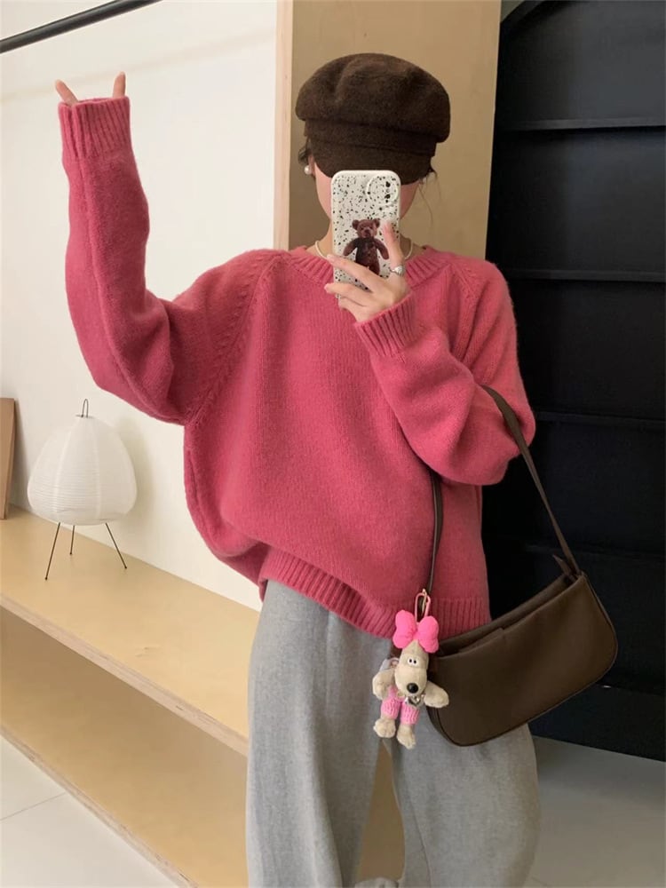 【tops】無地ニットセーター　M27252