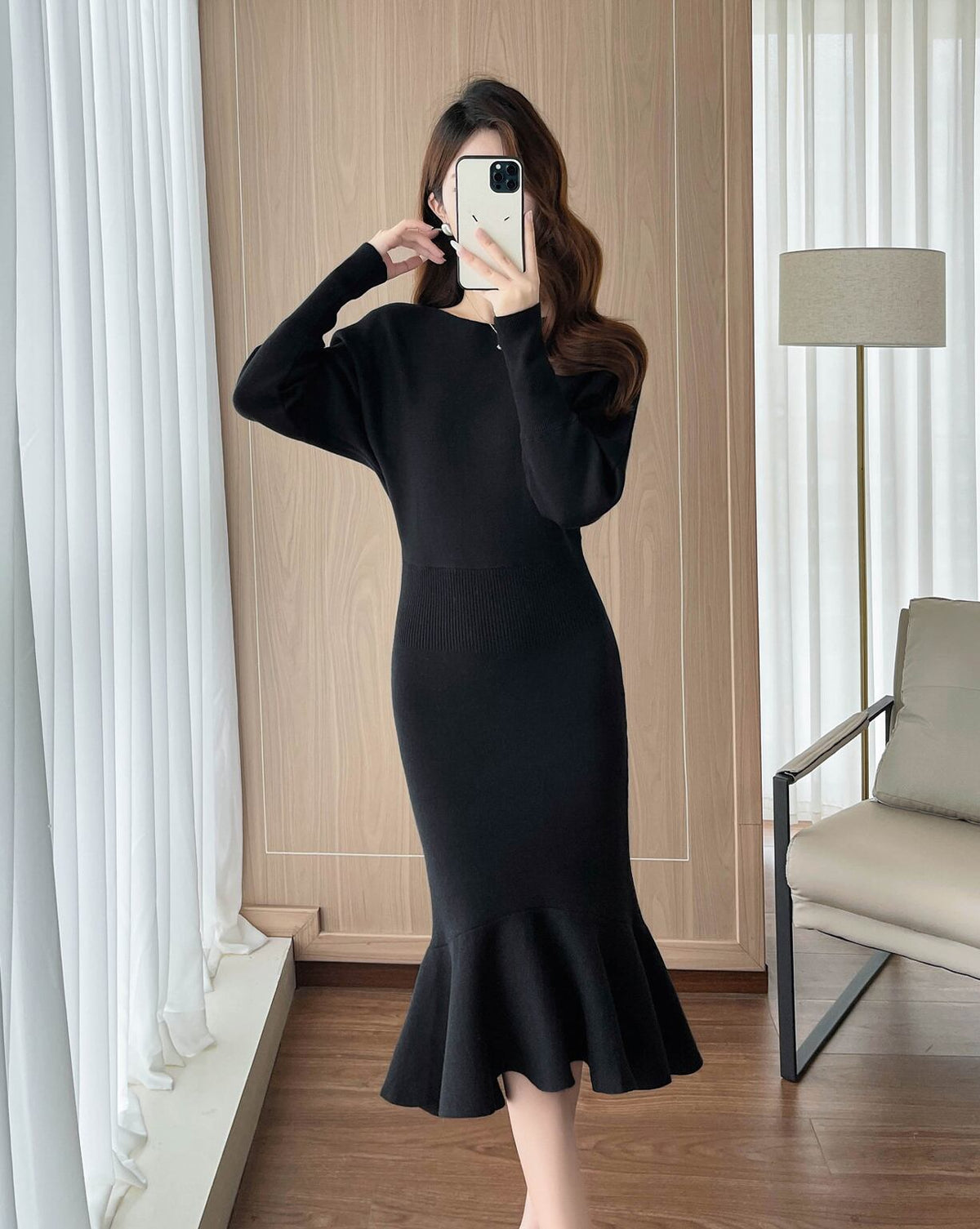 【dress】ニットマーメイドワンピース Q7293