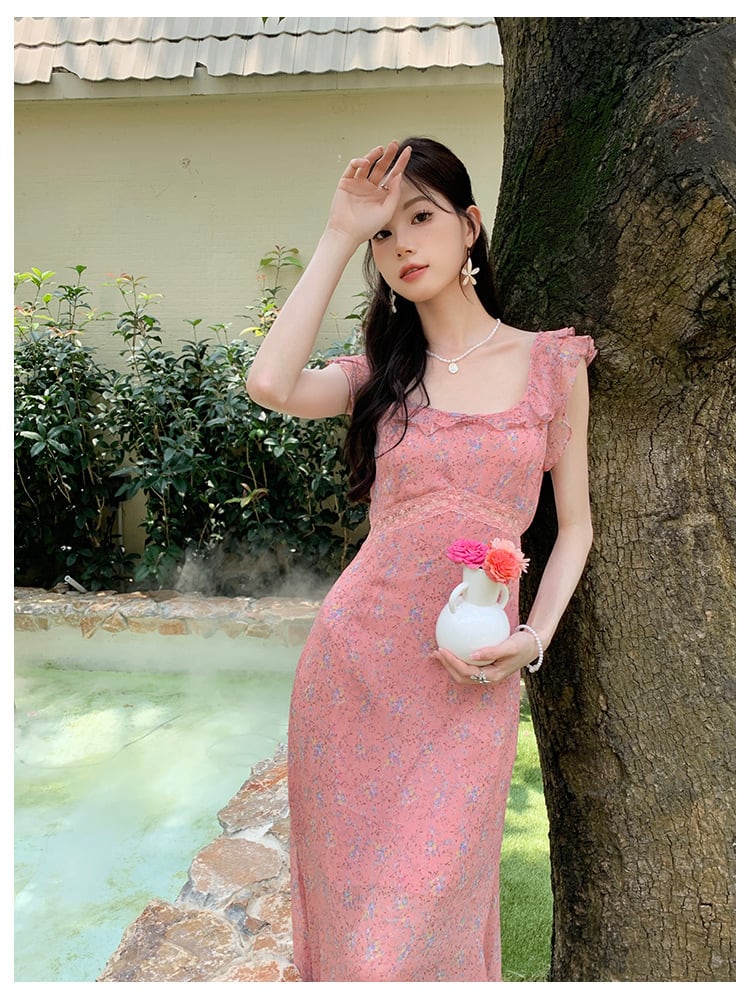 【dress】フリル花柄ワンピース　M25208