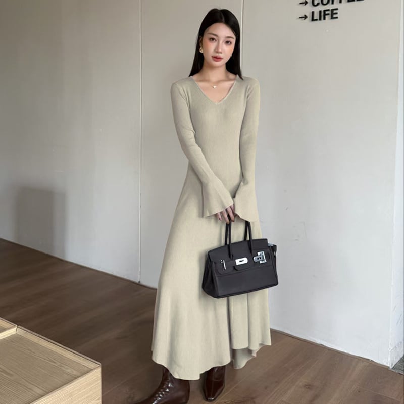【dress】タイトニットワンピース Q7049