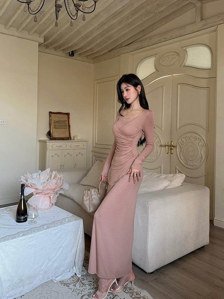【dress】クロスデザインロングワンピース Q6908