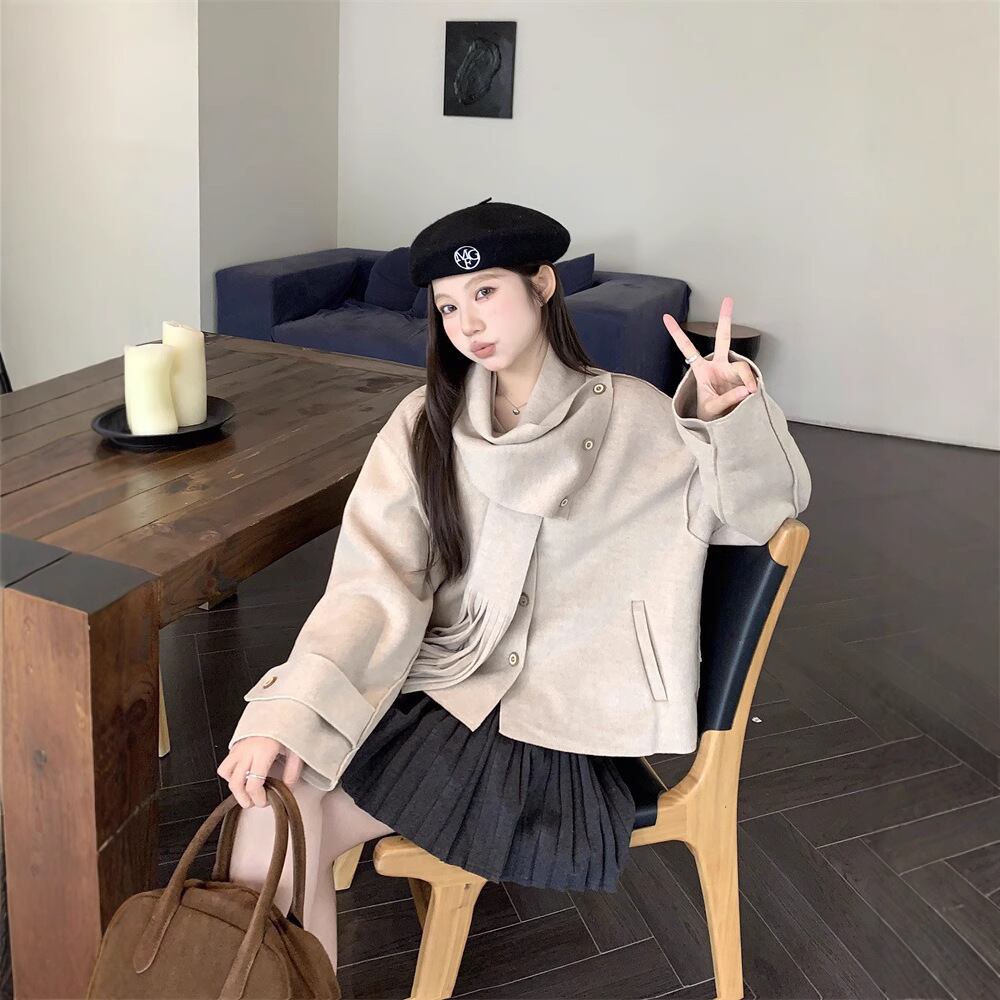 【outer】ショートコートマフラー付き　M27679