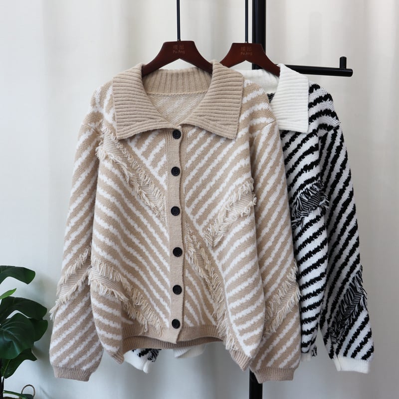【outer】POLOネックニットカーデ　M26118