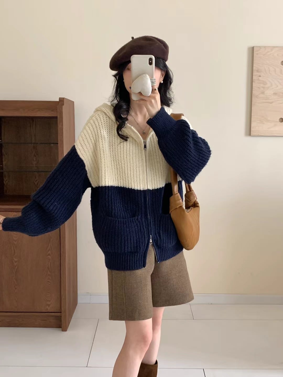 【outer】配色ニットカーデ　M26025