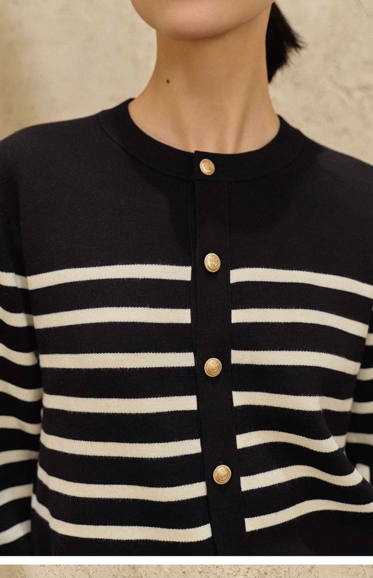 【outer】ボーダー柄ニットカーデ　M27235