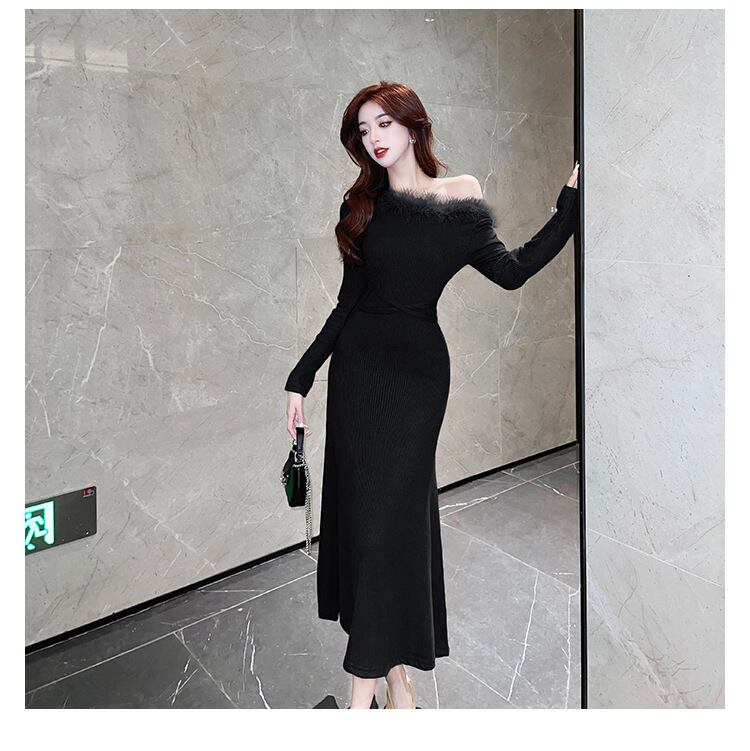 【dress】ファーネックワンピース　M18207