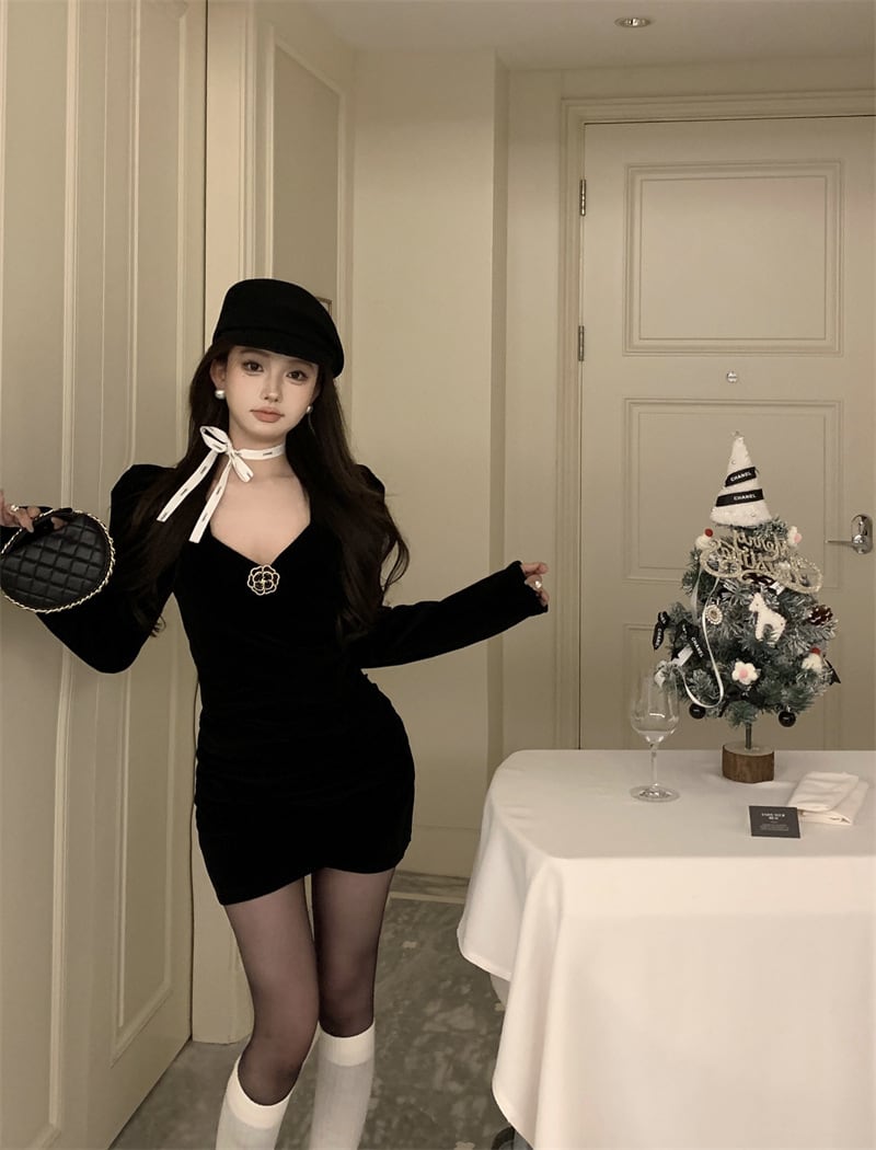 【dress】Vネックデートワンピース　M28237