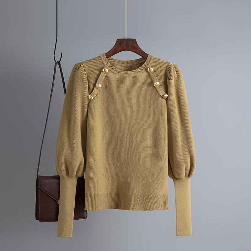 【tops】ボタンデザインニットトップス　M28752