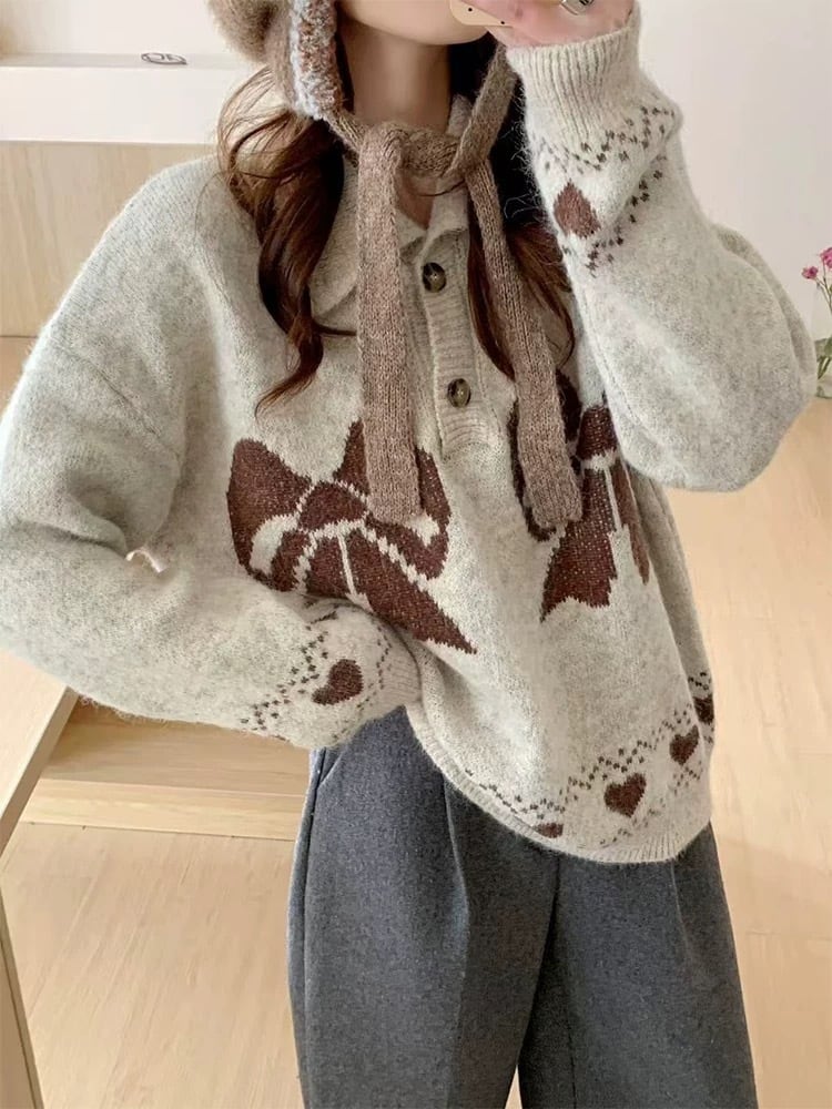 【tops】ジャカードニットセーター　M28818