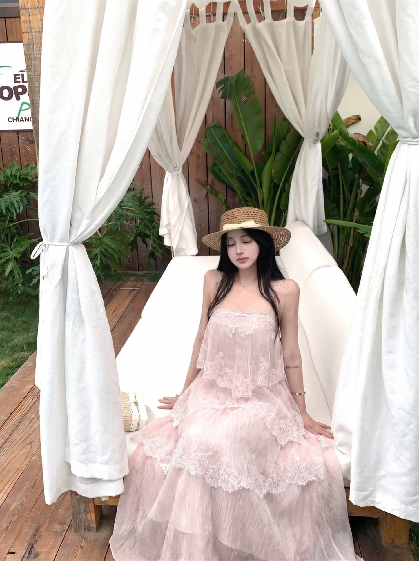 【dress】レースドッキングティアードキャミワンピース　K0557
