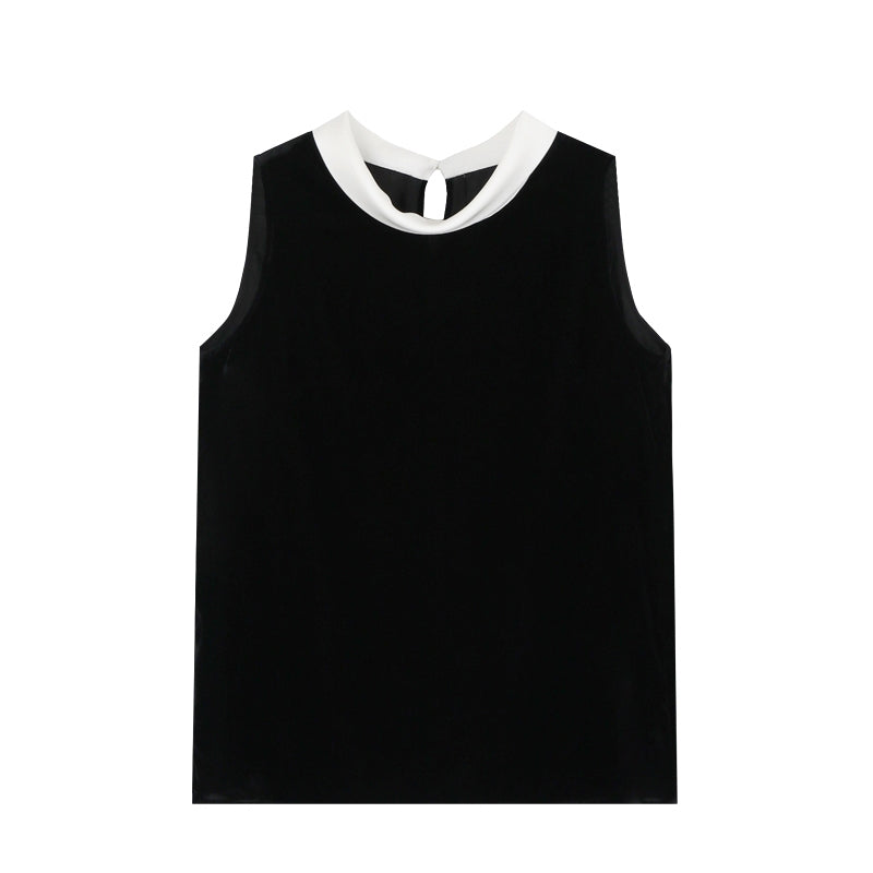 【tops】ベルベットノースリーブ配色トップス Q8751
