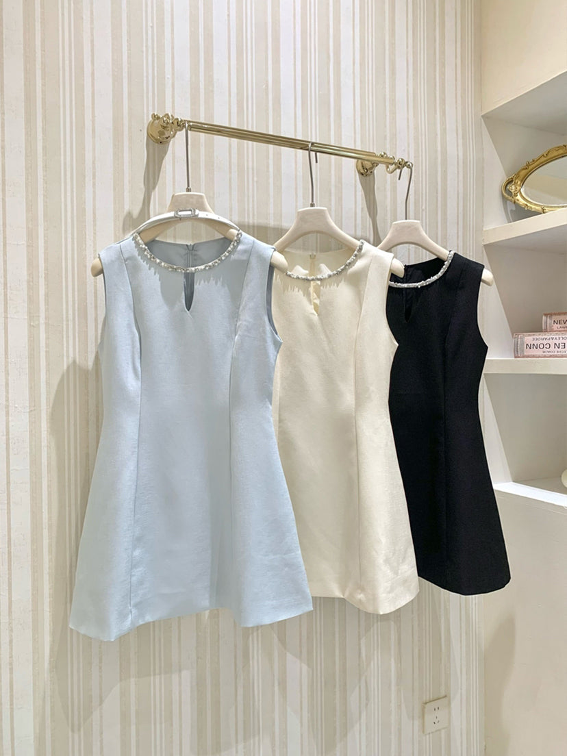 【dress】ラインストーンノースリーブワンピース Q8761