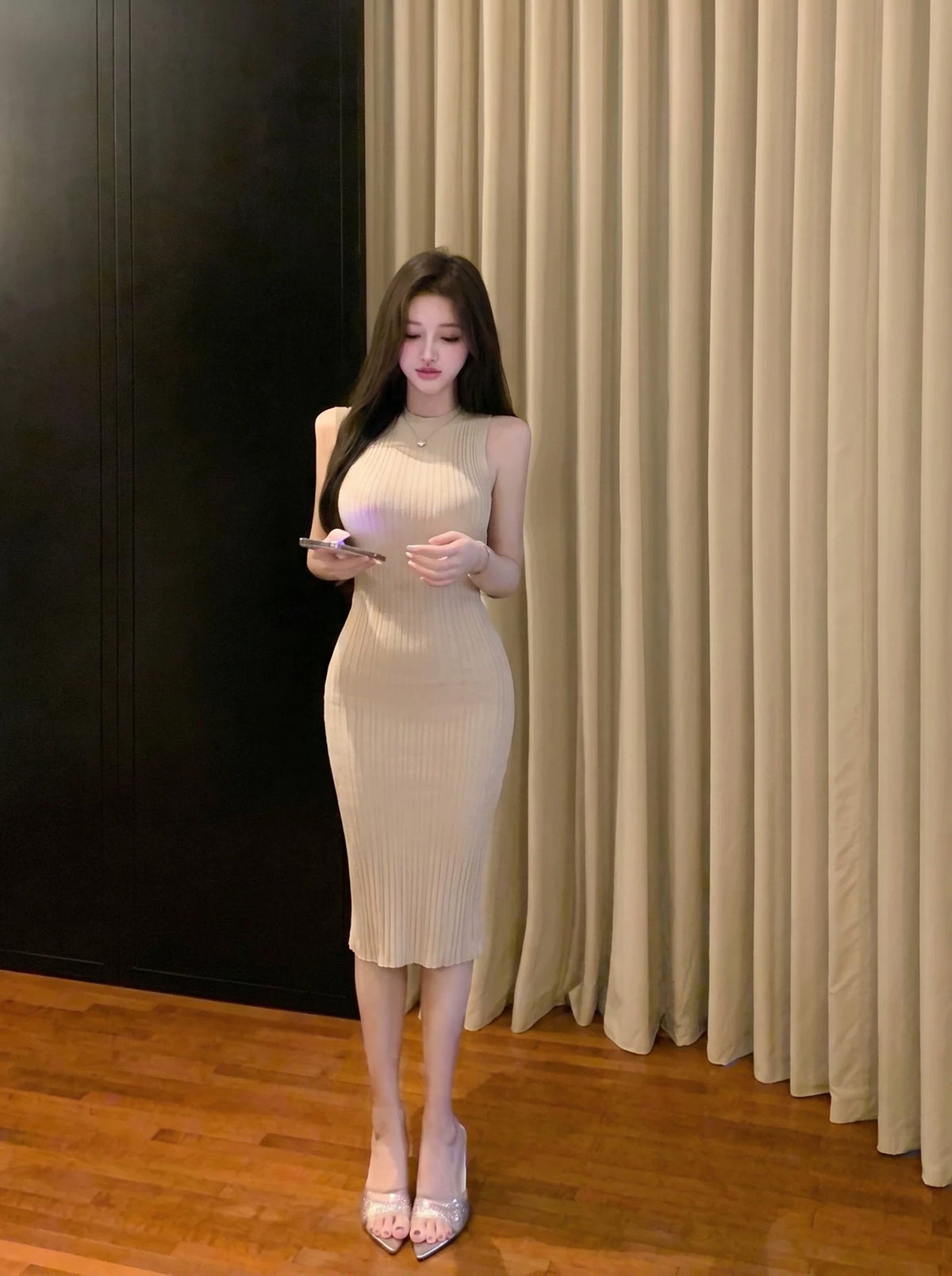 【dress】ニットベストワンピース Q8892