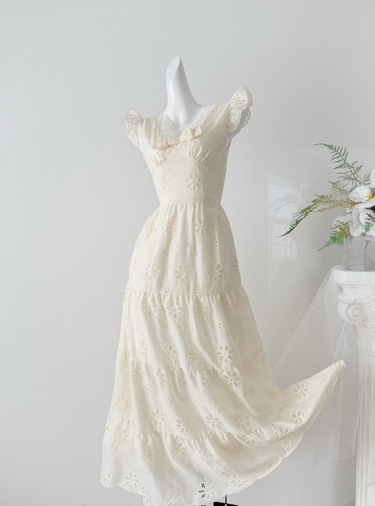 【dress】フラッタースリーブロングレースワンピース Q8819