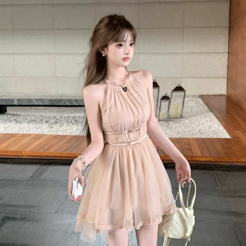 【dress】バックリボンチュールミニワンピース　M31380