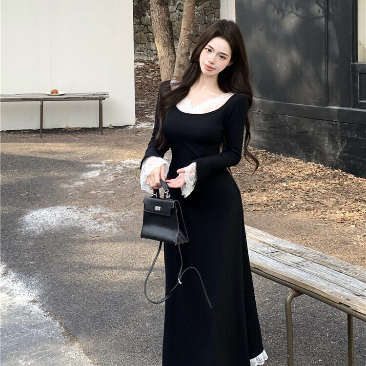 【dress】ボートネックドッキングワンピース　M27957