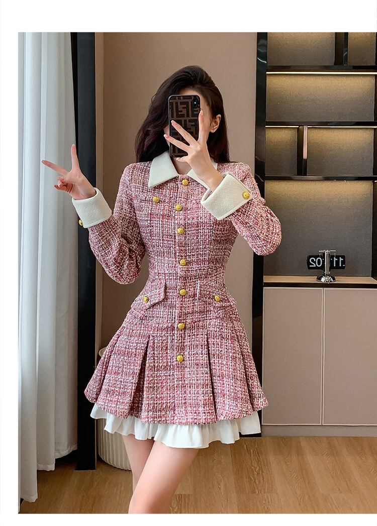 【dress】ツイードドッキングワンピース　M18135