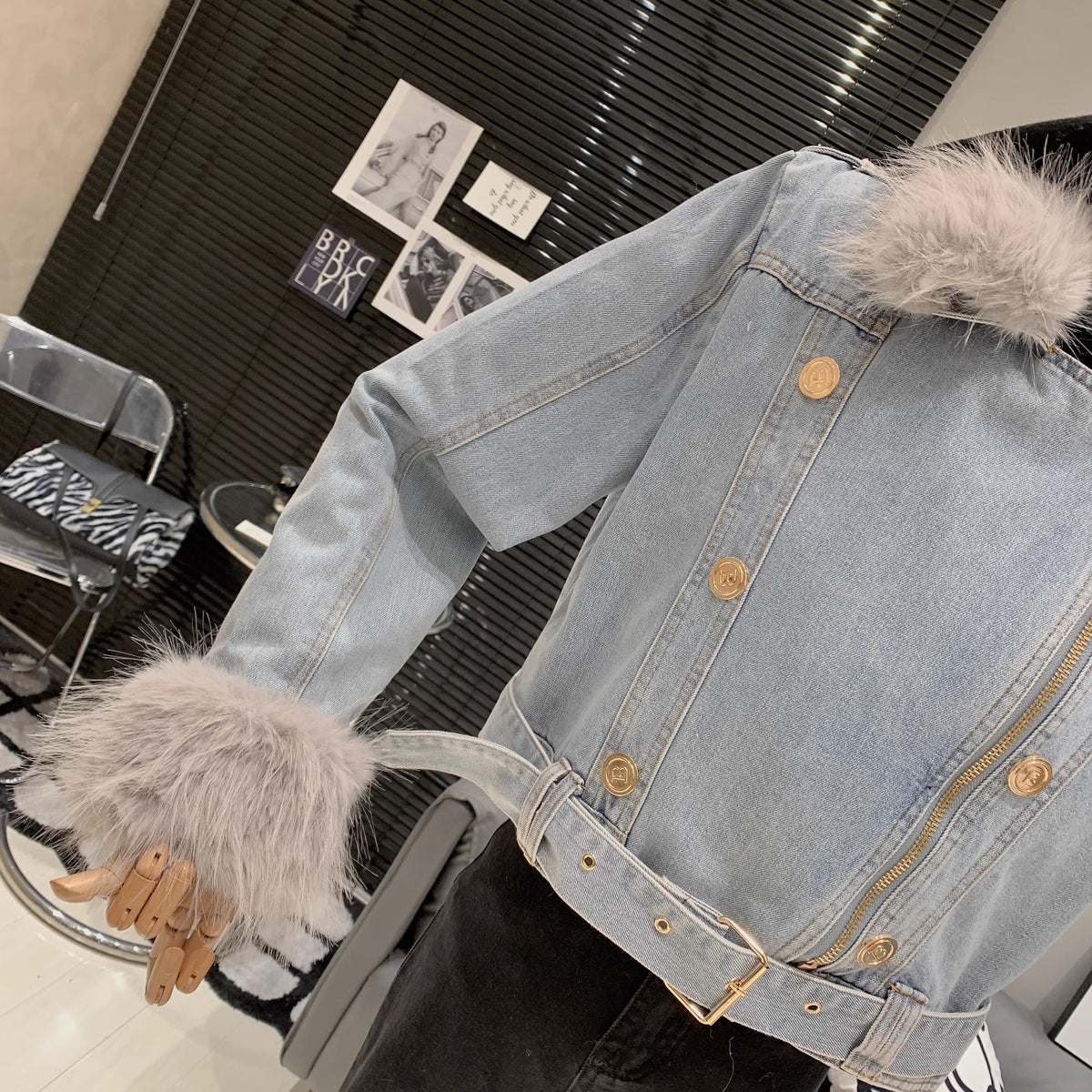 【outer】ファーデニムジャケット　M19108