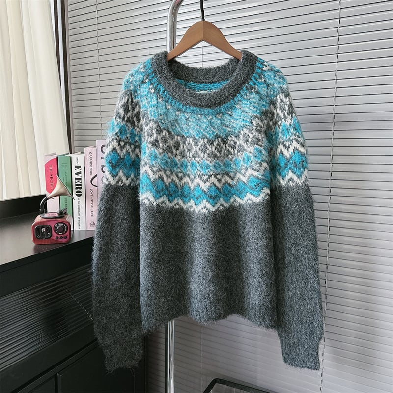【tops】ジャカードニットセーター　M28154