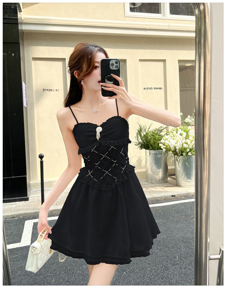 【dress】レース切り替えキャミワンピース　M30175