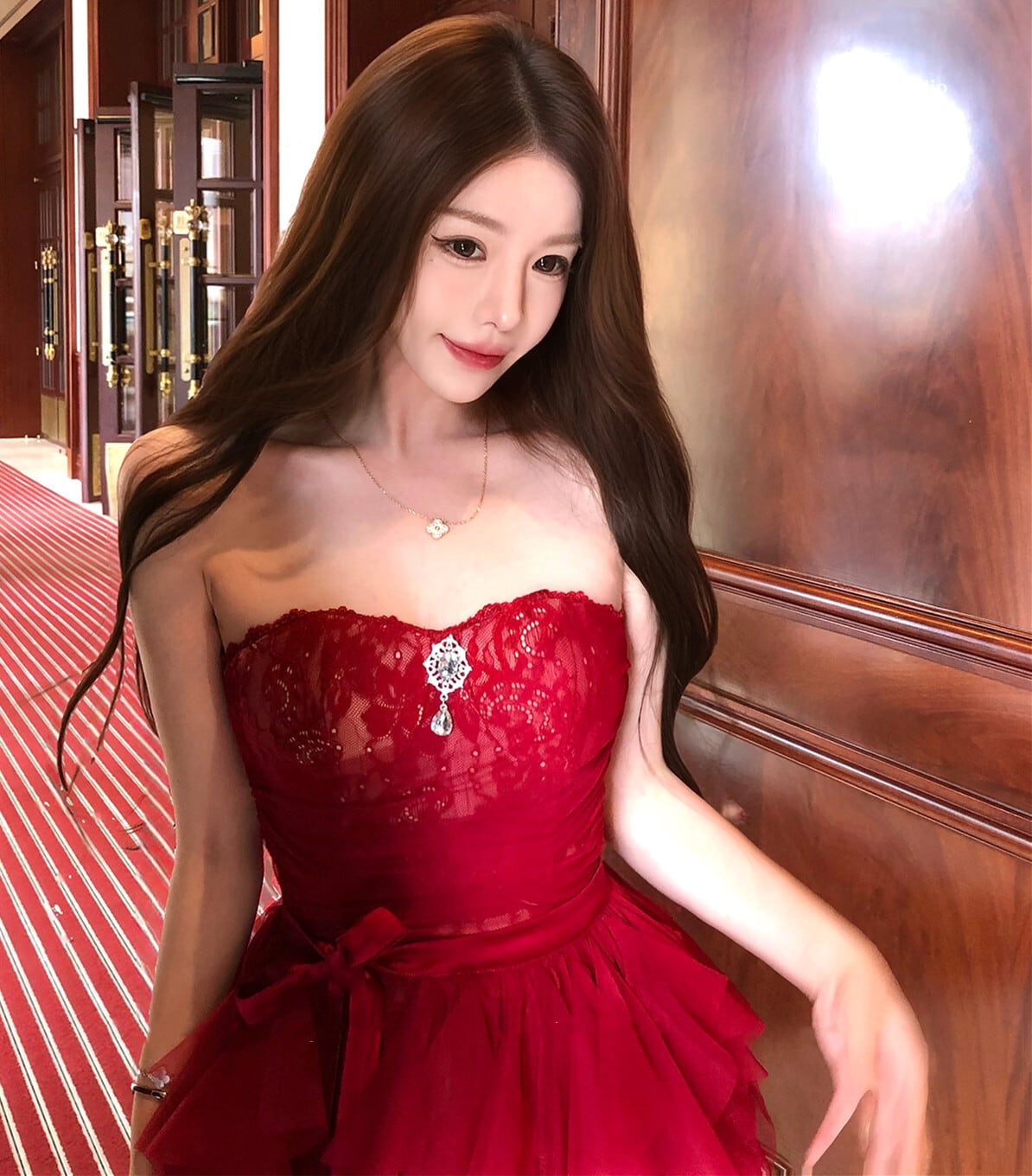 【dress】オフショルレースワンピース×チュールスカートセット　N3506