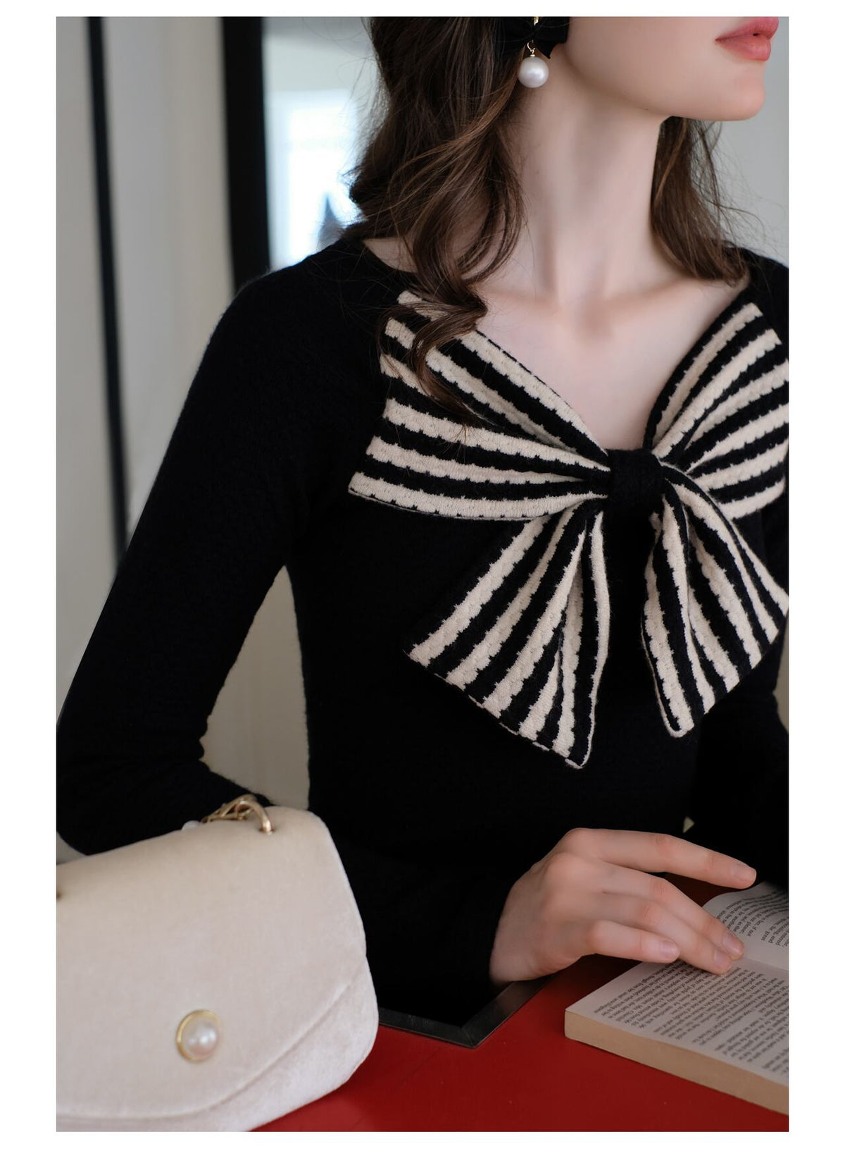 【tops】リボンニットトップス　N2795