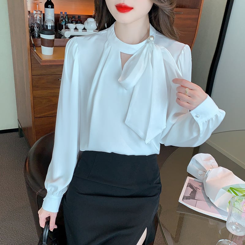 【tops】リボン付きブラウス　M29120