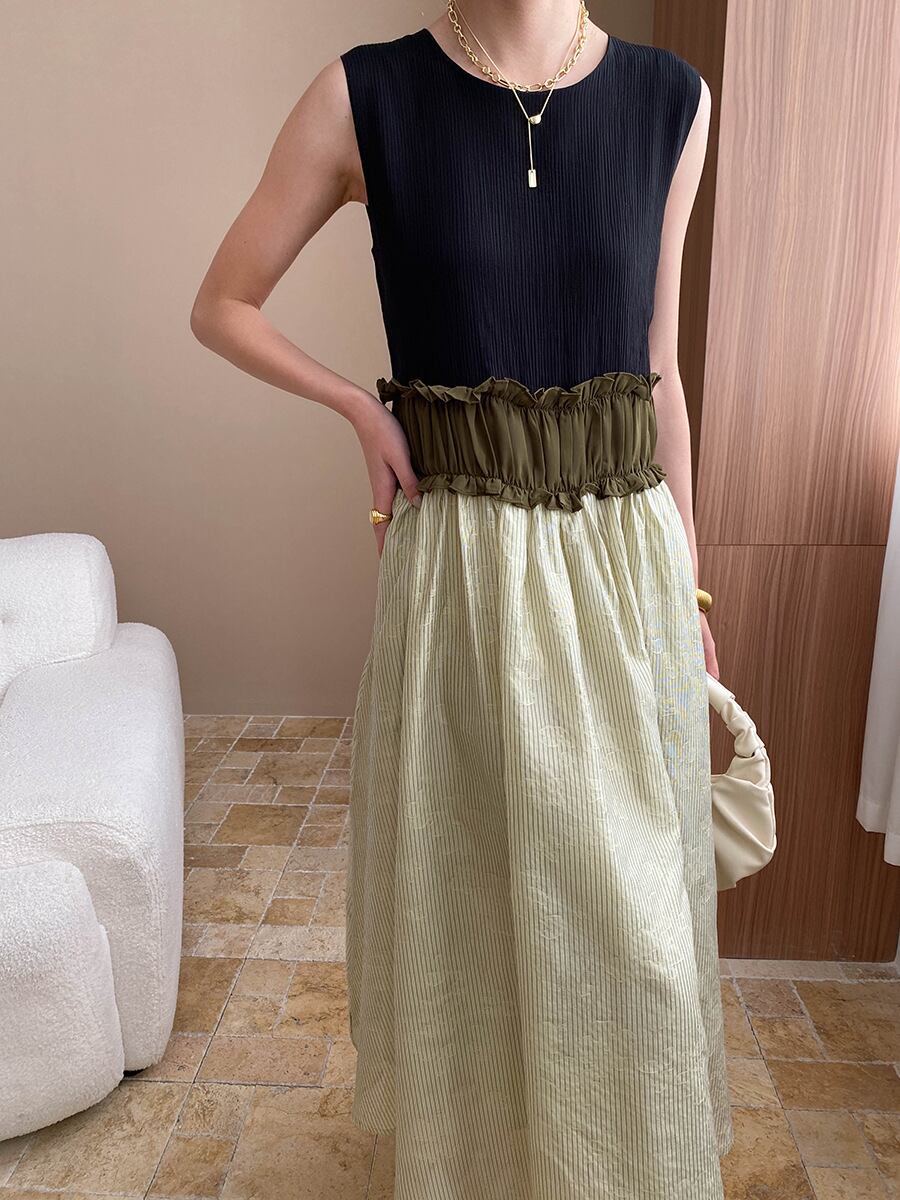 【dress】ノースリーブドッキングワンピース　M29950