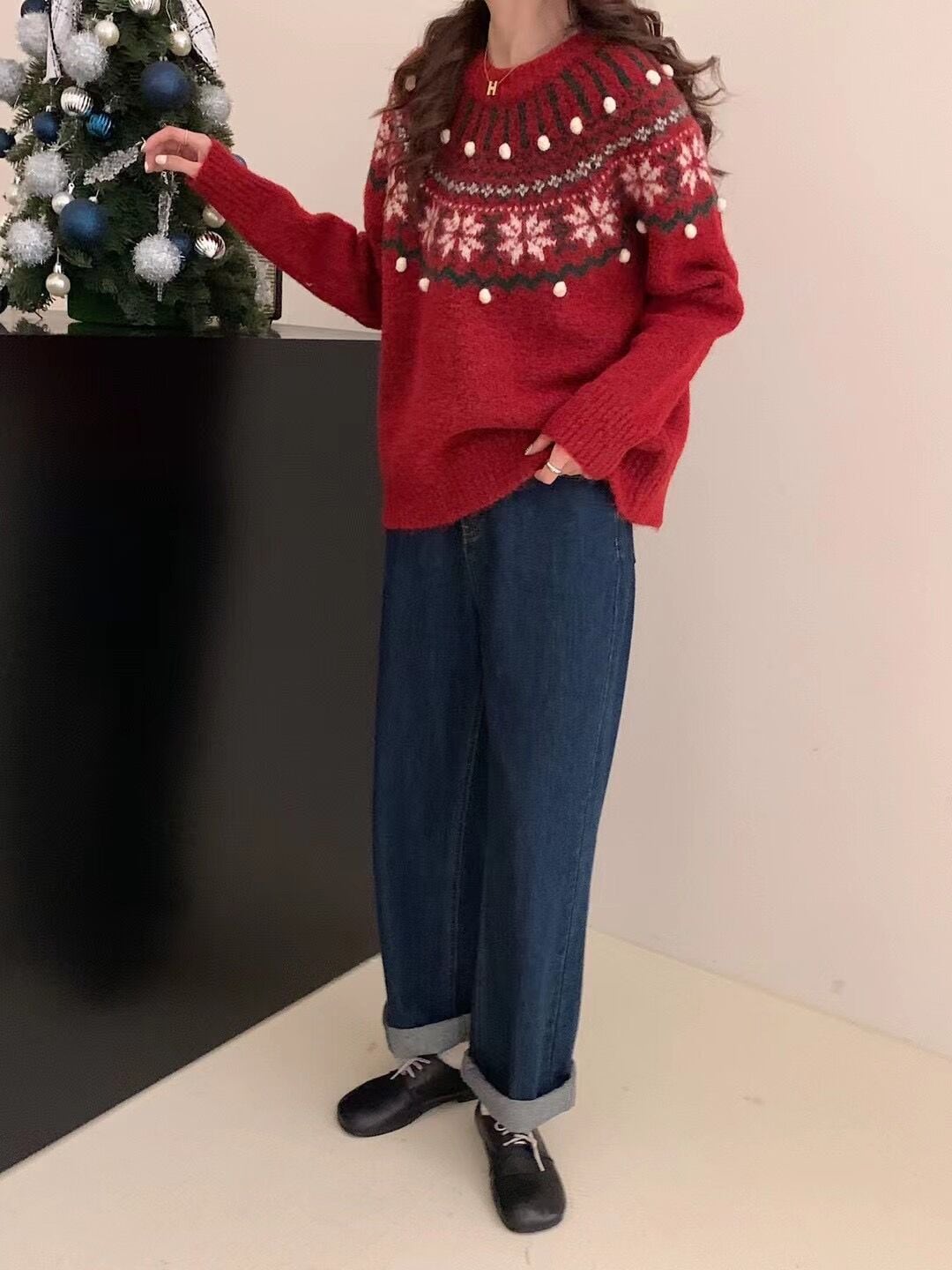 【tops】ジャカードニットセーター　M27136