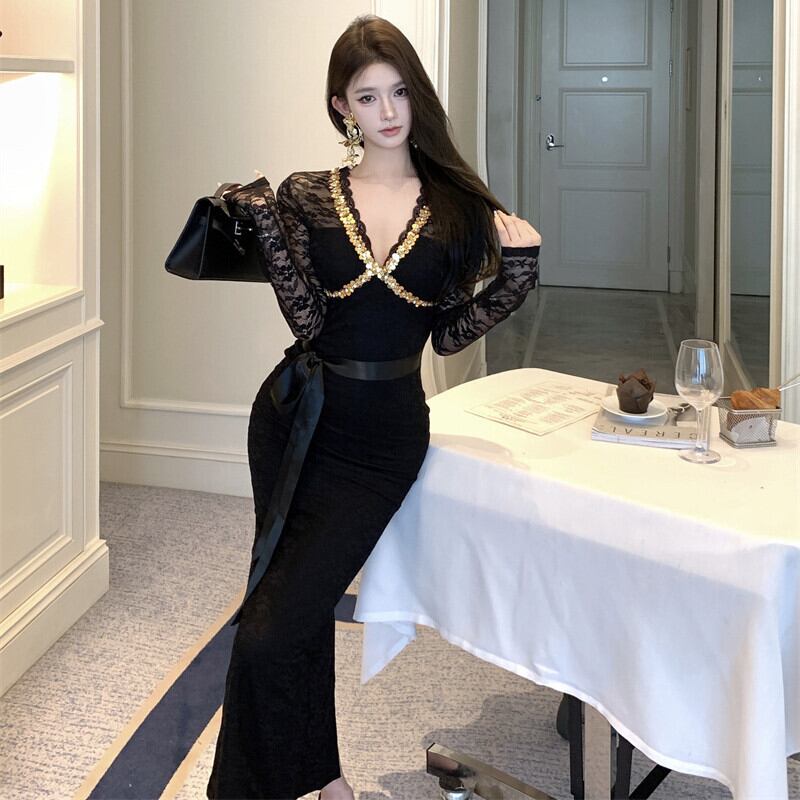 【dress】レースマーメイドワンピース　M27819