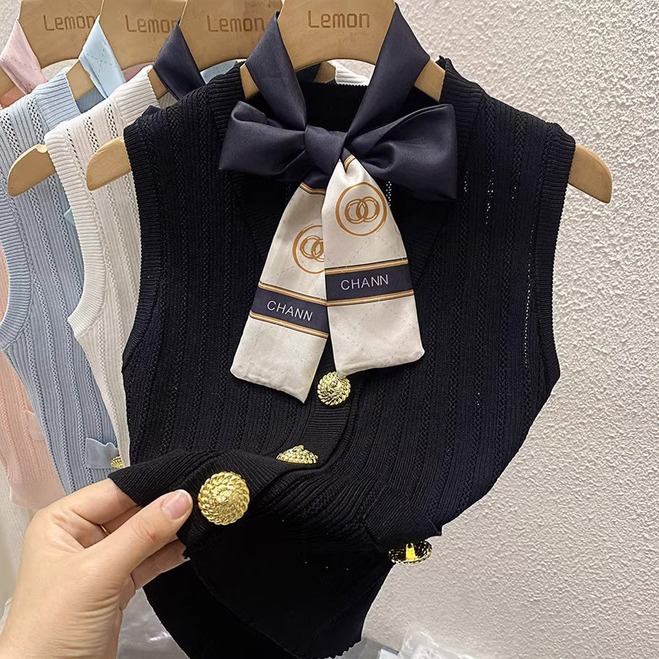 【tops】4色リボン付きキャミソール F7576