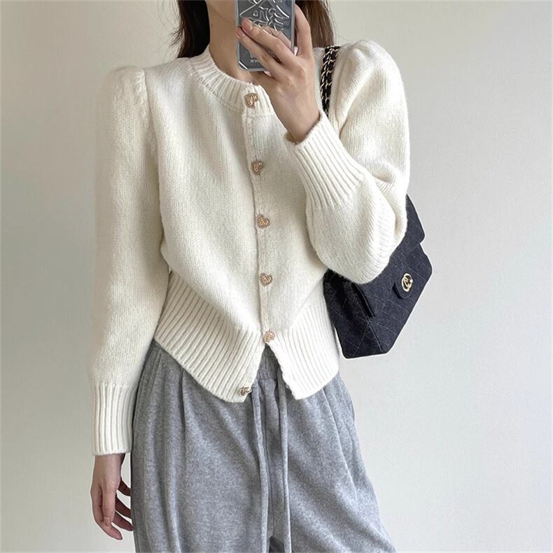 【outer】パフスリーブニットカーデ　M26743