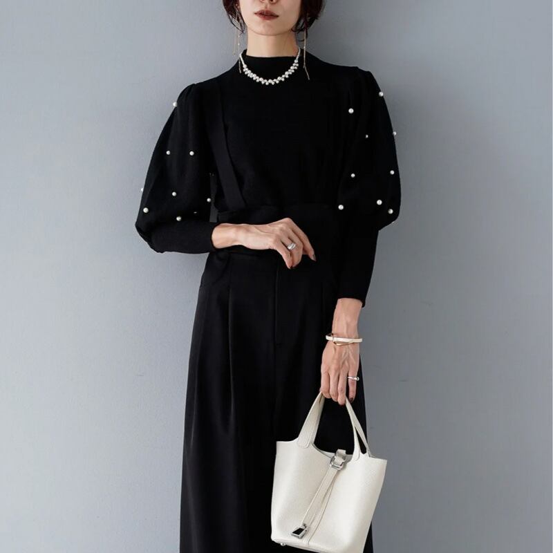 【tops】パールニットトップス　M27083