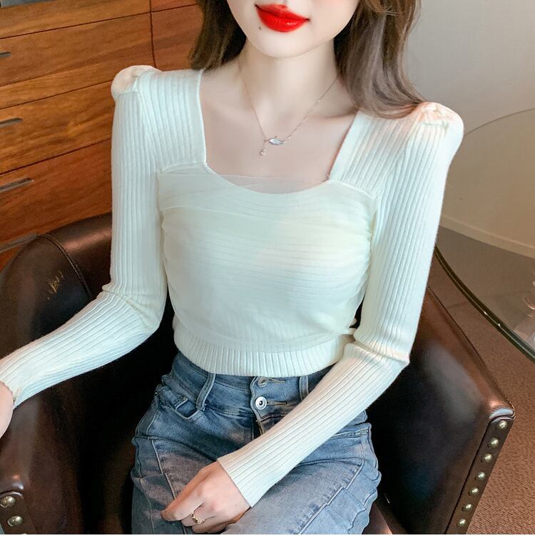 【tops】チュールドッキングニットトップス　M27555