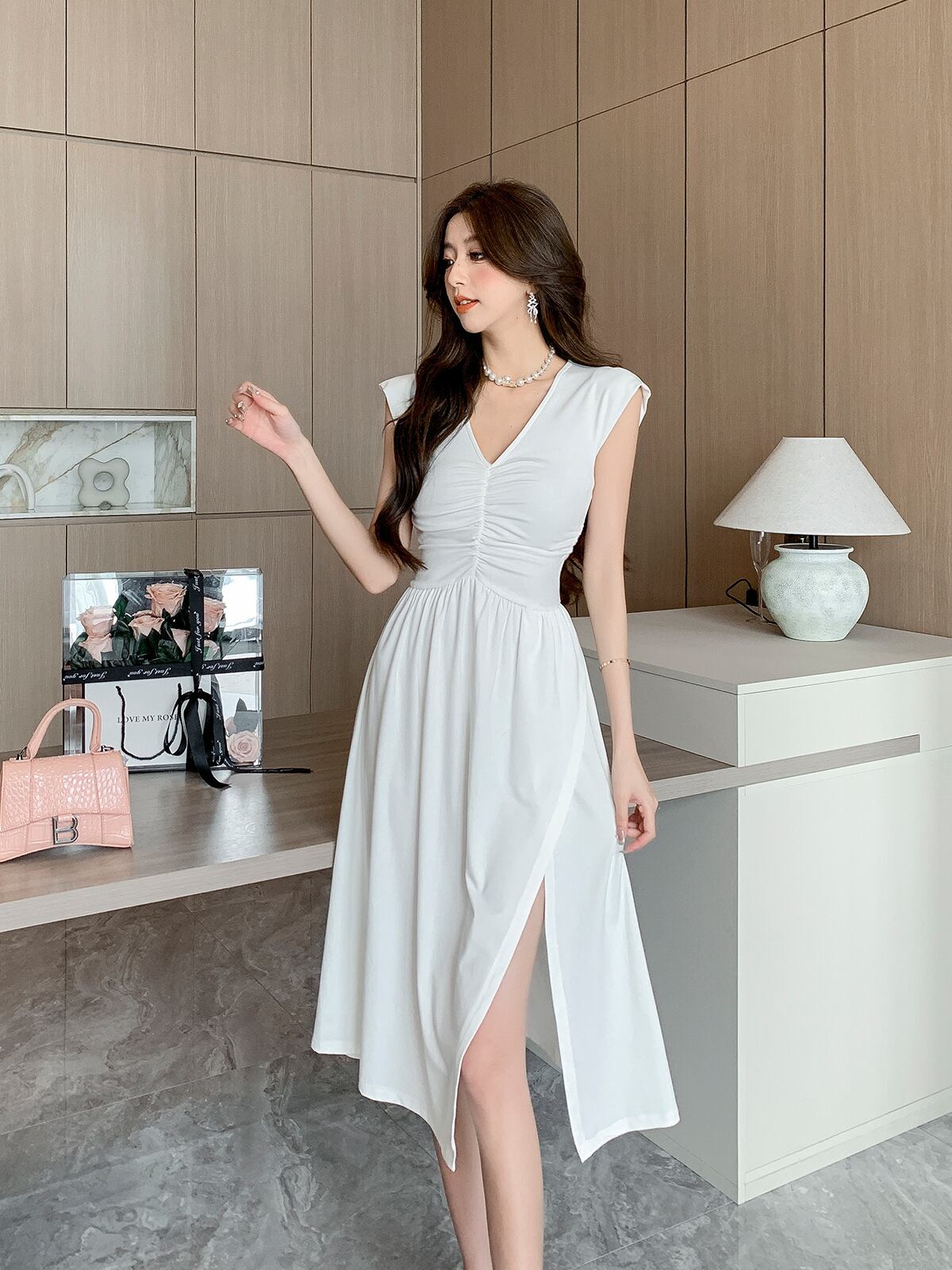 【dress】VネックスリットワンピースG20062