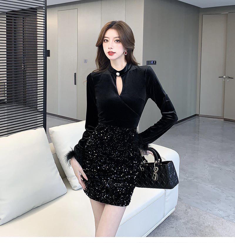 【dress】スパンコールデートワンピース　M27448